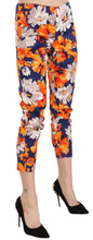 Blue Floral Print Skinny Slim Fit Trousers Pants LANACAPRINA