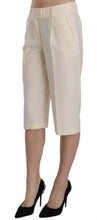 Cream Mid Waist Cotton Straight Cropped Pants Silvian Heach