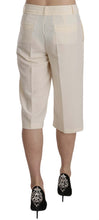 Cream Mid Waist Cotton Straight Cropped Pants Silvian Heach