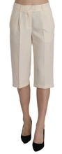 Cream Mid Waist Cotton Straight Cropped Pants Silvian Heach