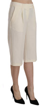 Cream Mid Waist Cotton Straight Cropped Pants Silvian Heach