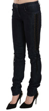 Blue Low Waist Skinny Trousers Braided String Pants Just Cavalli