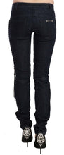 Blue Low Waist Skinny Trousers Braided String Pants Just Cavalli