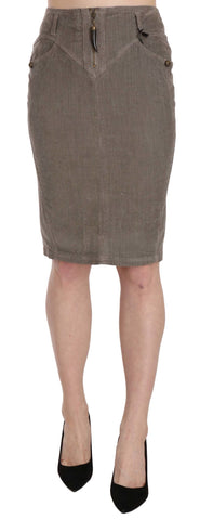 Gray Corduroy Pencil Straight A-Line Skirt Just Cavalli