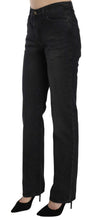 Black Washed High Waist Straight Denim Pants Jeans Just Cavalli