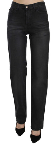Black Washed High Waist Straight Denim Pants Jeans Just Cavalli