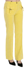 Yellow Corduroy Mid Waist Straight Trousers Pants Just Cavalli