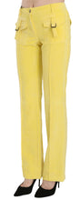 Yellow Corduroy Mid Waist Straight Trousers Pants Just Cavalli