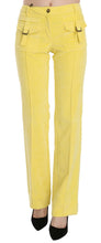 Yellow Corduroy Mid Waist Straight Trousers Pants Just Cavalli