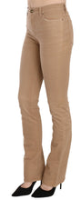 Brown Cotton Stretch Mid Waist Skinny Trousers Pants Just Cavalli