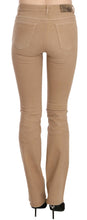 Brown Cotton Stretch Mid Waist Skinny Trousers Pants Just Cavalli