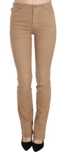Brown Cotton Stretch Mid Waist Skinny Trousers Pants Just Cavalli