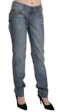 Blue Washed Cotton Low Waist Slim Fit Denim Pants Just Cavalli
