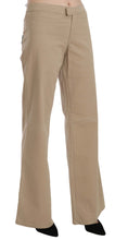 Beige Cotton Mid Waist Flared Trousers Pants Just Cavalli