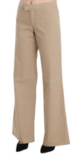Beige Cotton Mid Waist Flared Trousers Pants Just Cavalli