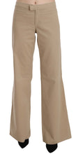 Beige Cotton Mid Waist Flared Trousers Pants Just Cavalli