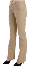 Beige Cotton Mid Waist Straight Trousers Pants Just Cavalli