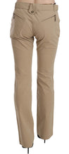 Beige Cotton Mid Waist Straight Trousers Pants Just Cavalli