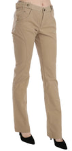 Beige Cotton Mid Waist Straight Trousers Pants Just Cavalli