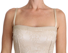 Beige Lace Spaghetti Strap Sheath Dress Dolce & Gabbana