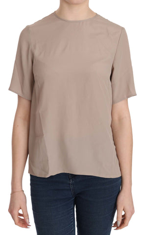Beige Crew Neck Short Sleeve Blouse Dolce & Gabbana