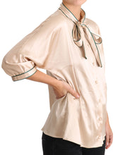 Beige Ribbon Silk Stretch Top Blouse Dolce & Gabbana