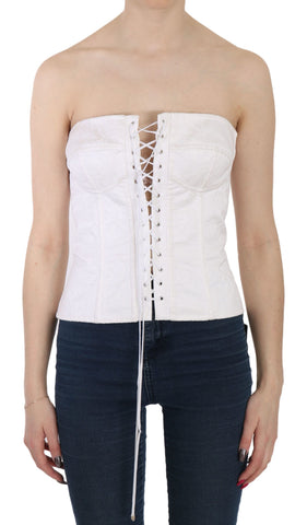 White PALERMO Cotton Bustier Top Corset Dolce & Gabbana