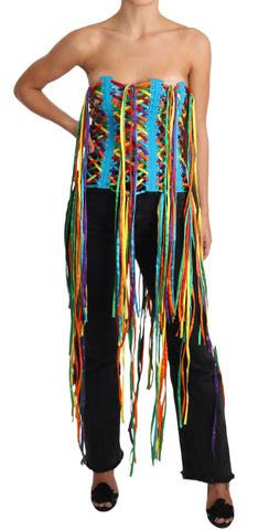 Multicolor Strings Bustier Polyester Corset  Top Dolce & Gabbana