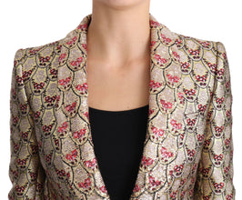 Gold Floral Sequined Blazer Coat Jacket Dolce & Gabbana