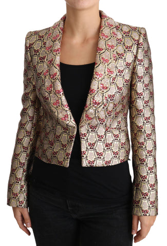 Gold Floral Sequined Blazer Coat Jacket Dolce & Gabbana