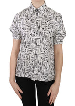 Trumpet Print Button Front Silk Top Blouse Dolce & Gabbana