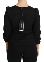 Black Floral Lace Zipper Top Blouse Dolce & Gabbana