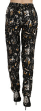Black Jazz Club Print High Waist Tapered Pants Dolce & Gabbana