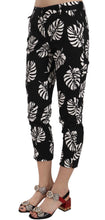 Black Palm Leaf Print Skinny Pants Dolce & Gabbana