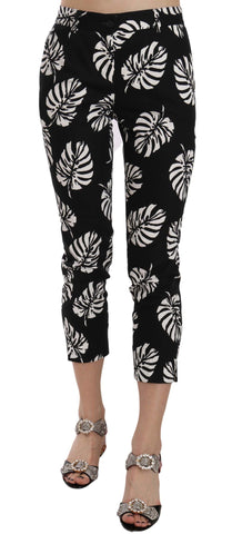 Black Palm Leaf Print Skinny Pants Dolce & Gabbana