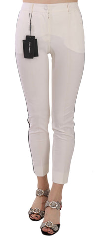 White Side Stripe Cropped Skinny Pants Dolce & Gabbana