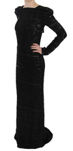 Black Silk Full Length Sequined Gown Dress John Richmond