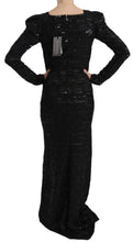 Black Silk Full Length Sequined Gown Dress John Richmond