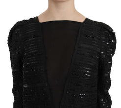 Black Silk Full Length Sequined Gown Dress John Richmond