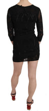 Black Silk Sequined Mini Shift Gown John Richmond