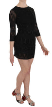 Black Silk Sequined Mini Shift Gown John Richmond