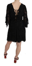 Black Sequined Silk Mini Shift Gown John Richmond