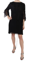 Black Sequined Silk Mini Shift Gown John Richmond
