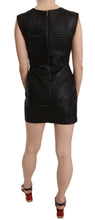Black Leather Studded Mini Shift Dress John Richmond