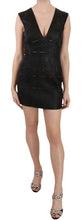 Black Leather Studded Mini Shift Dress John Richmond
