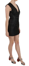 Black Leather Studded Mini Shift Dress John Richmond