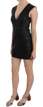 Black Leather Studded Mini Shift Dress John Richmond