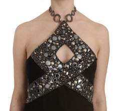 Black Sequined Stretch Mini Shift Dress John Richmond