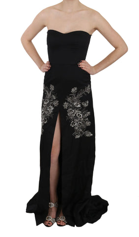 Black Sequined Flare Ball Gown Dress John Richmond