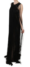 Black Silk Beaded Sequined Sheer Dress John Richmond